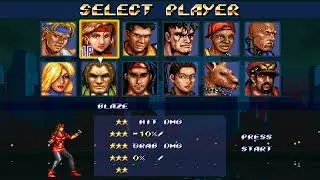 Streets Of Rage Remake V5.2 - All Characters - Hidden and Unlockable - Character Select Screen