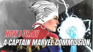 How I draw Captain Marvel (inking process video)  PART 1