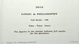 HS 1st Year Logic And Philosophy Question Paper 2016/ AHSEC HS 1st year logic class11