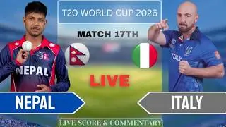 NEPAL VS ITALY LIVE SCORE & COMMENTARY | T20 WORLD CUP 2026 MATCH 17TH | NEP VS ITL | SPORTSINFONPL