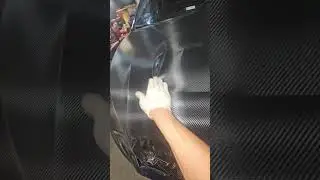 Wrapping a Subaru WRX hood in carbon fiber vinyl wrap. #wrapping #cars #wrx