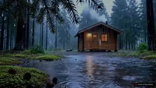 【RainStreaming #100】Relaxing Cabin Rain in the Woods for Peaceful Sleep