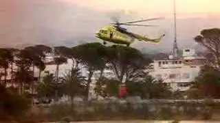 Fire at the table mountain, Cape Town. Helicopter