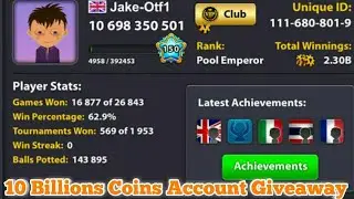 OMG - 8 Ball Pool 10 Billions Coins Account Giveaway