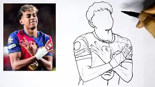 How to draw football player Lamine Yamal | FC Barcelona! Lamine Yamal Goal ( La Liga 2025 )