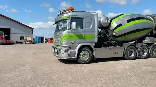 K&ouml;p Betongbil Scania G450 med M&aring;nsarps f&auml;ste & tippflak p&aring; Klaravik