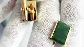 Vintage Cufflinks - 14k and Jade