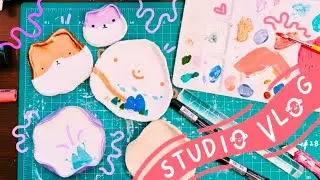 🎨 studio vlog 28: air dry clay trays, new sticker designs, packing orders, and last days of home
