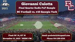 Giovanni Culotta | Football Radio Play-by-Play Final Quarter Sample | WZBC Sports