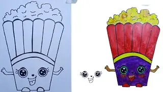 Draw Cute and Easy PopCorn Bucket|| Easy popcorn Shopkins
