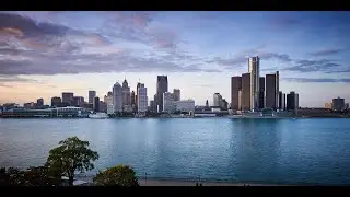 | Detroit Skyline | Beautiful Morning Time Lapse from Windsor Riverfront | 4K