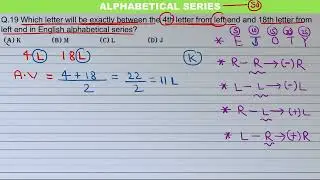 Which letter will be exactly between the 4th letter from left end and 18th letter from left end in
