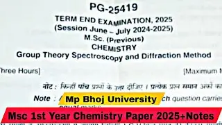 Msc 1st Year Chemistry Paper 2025 Group theory Spectroscopy Bhoj University Bhopal 