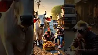 Bechari Cow vs Badmash Bandar 🤣🔥#ai #cow #subscribe #shorts
