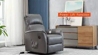Lifesmart Luxury Power Lift Chair Recliner with Massage and Heat Therapy in Chocolate Brown
