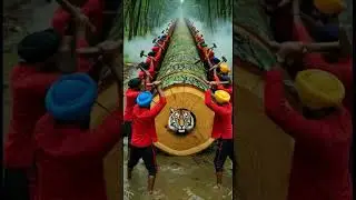 Tree Log Crack होते ही निकला Big Cat Family 😳 | Shocking Forest Scene#trending#animals#ai#viral
