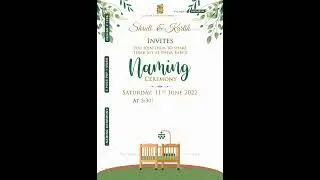Baby Naming ceremony invitation video in english language with artistic leaves design 1295