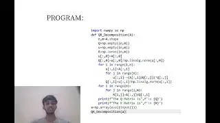 QR Decomposition Using the Gram Schmidt Method