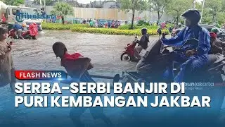 Serba-serbi Banjir di Simpang Puri Jakbar: Sopir Terjebak Macet 3 Jam, Warga Panen Jasa Ojek Gerobak