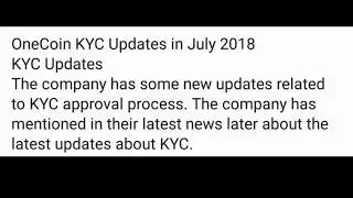 Onecoin Kyc Update