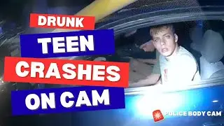 On Scene: Drunk Teen Crashes into Traffic Lights &mdash; Police Bodycam Captures the Moment