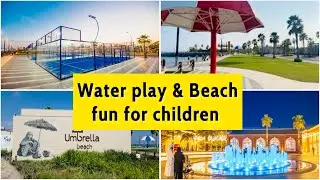 Cool Water, Hot Sun – 🌴 The Perfect Escape at Umbrella Beach | Family fun in park | Fujairah Beach |