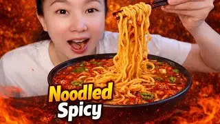Spicy Noodled Eating Challenge | Soup Chili With Vegetable |  #asmr #noodles #spicy