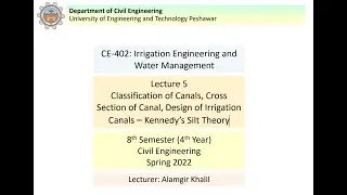 Lecture #05|Irrigation Engineering|Classification,Cross-section and design of irrigation canal