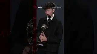 Adolescence star Owen Cooper reacts to his historic Emmy win. #Emmys #OwenCooper #BBCNews