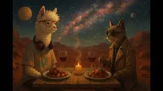 Lo-fi Sleep & Study Music &mdash; Dinner on Mars with a Cat & Alpaca 🌌🐱🦙