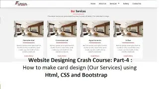 Website Design:Part-4: How to make card design (Our Services) using Html, CSS and Bootstrap