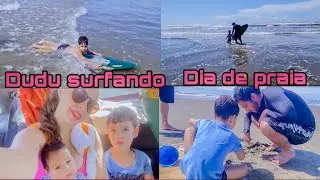 PRIMEIRA AULA DE SURF DO DUDU/ ADRELLE FODRA