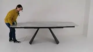 Table de Salon Extensible avec Plateau en Forme de Tonneau en C&eacute;ramique Made in Italy - Verres