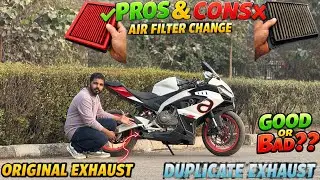 ORIGINAL EXHAUST AND DUPLICATE EXHAUST 🔥 PROS & CONS | AIR FILTER CHANGE GOOD OR BAD ??🤯
