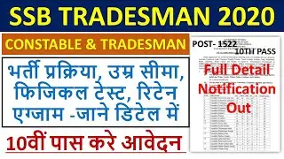 SSB Constable Tradesman 2020 / जाने भर्ती प्रक्रिया, उम्र सीमा और PET, PST
