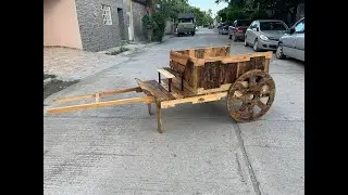 Carreta para niños adorno de jardin macetero