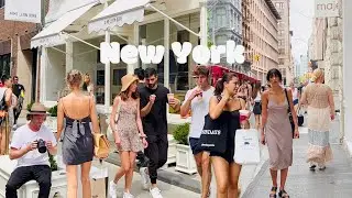 [4K]🇺🇸NYC Summer Walk🗽Hot Sunday in SoHo & NoLita of Manhattan😎🍧Softside Ice Cream | July 2022
