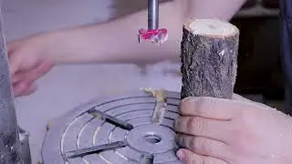 How to make rustic wooden log candle holder - Rustik K&uuml;t&uuml;k Mumluk Nasıl Yapılır