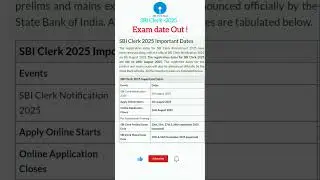 SBI Clerk -2025 Exam Date Out !#sbi #sbiclerk #bankingexams #bank #subscribe #2025 #examcentre