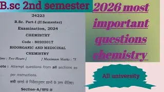 B.sc 2nd semester chemistry paper 🔥 2026 | B.sc 2nd semester chemistry paper 