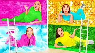 Secret Room Under the Bed Four Colors Challenge | Funny Challenges by Fun