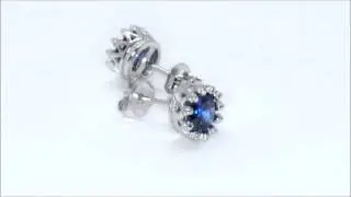 6mm Tanzanite Crown Stud Earrings Sterling Silver