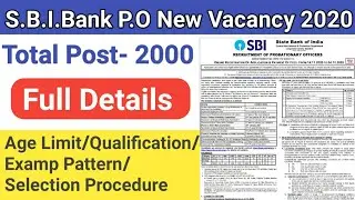 SBI New Vacancy 2020 | SBI Recruitment 2020 | sbi new recruitment 2000 | #sbi_bank: recruitment_2020