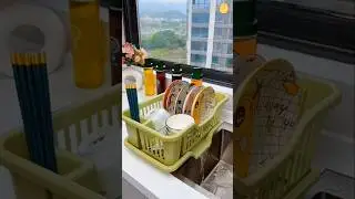 Double Up Your Space! Large-Capacity Dish Rack with Easy Cleaning #dishrack #organization