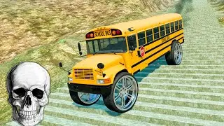 School Bus Stairs Jumps Down Challenge &ndash; BeamNG Drive Realistic Crash Physics BMG
