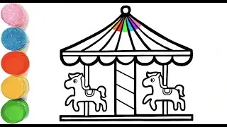 How To Draw a Beautiful Carousels 🎠 Drawing | Carousel Drawing Easy | Carousel Game Drawing