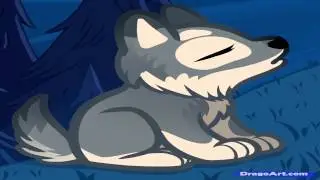 cartoon wolf howling