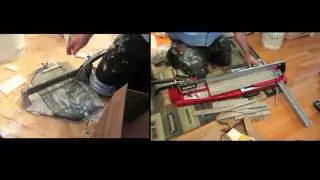 Cutting tile side by side, small and large tile, soft and hard
