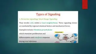 Biochemistry of cell signalling - Types of cell signalling