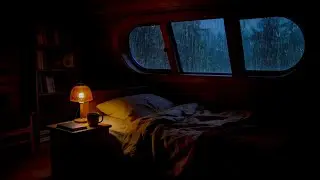 🌧️ Rain Sounds for Sleeping – Cozy Cabin Bedroom at Night with Heavy Rain & Relaxing Ambience